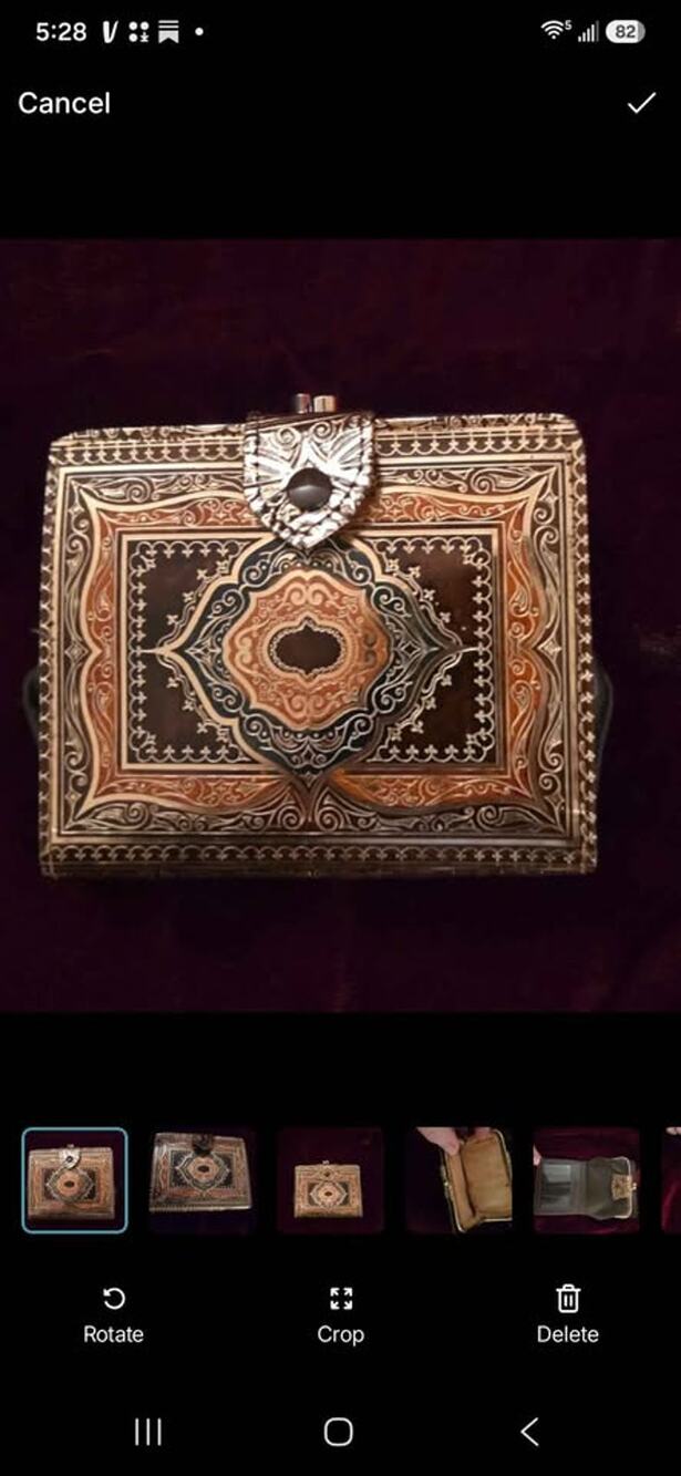 Vintage Calf Leather Wallet Made In Italy Gold Gilt Embossed Florentine Design
